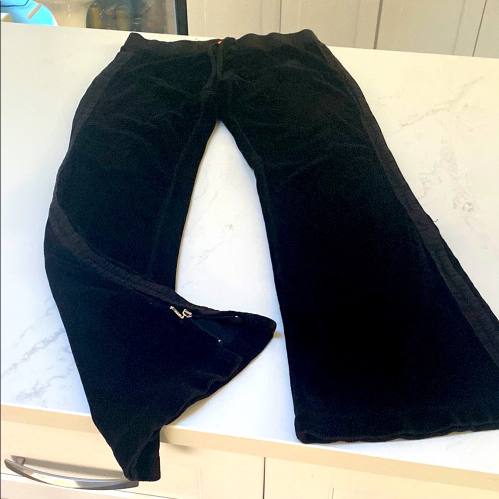 Juicy Couture vintage black velour wide flare leg zipper track suit pants small